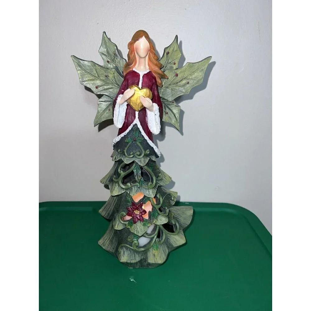 Home Reflections Ceramic HOLIDAY ANGEL Luminary with Flameless Candle 13